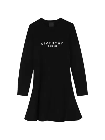 Givenchy Kids' Logo-embroidered Flared Dress In Black