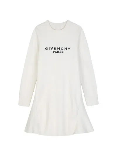 Givenchy Kids' Logo-embroidered Flared Dress In White