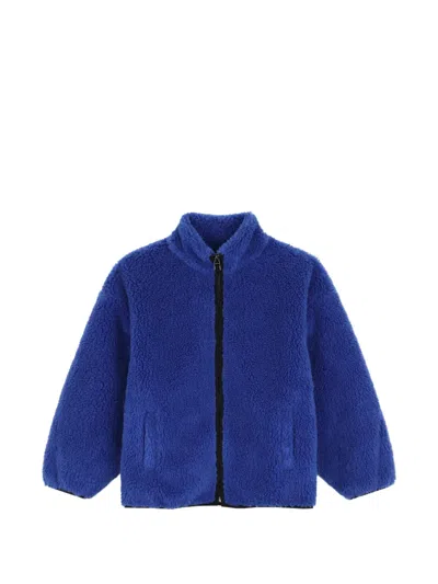 Givenchy Kids' Logo-embroidered Fleece Jacket In Blue