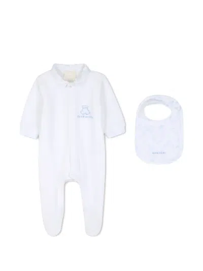 Givenchy Babies' Logo-embroidered Floral-print Pajamas In White