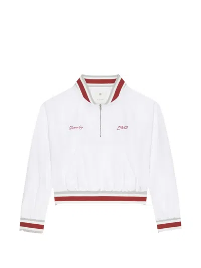 Givenchy Logo-embroidered Half-zip Sweatshirt In White
