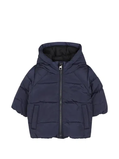 Givenchy Kids' Logo-embroidered Hooded Puffer Jacket In Blue
