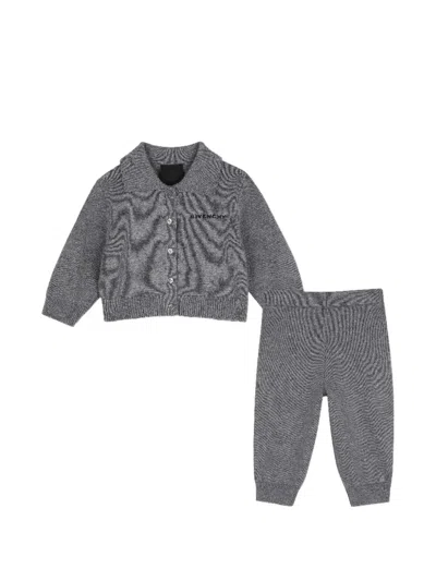 Givenchy Babies' Logo-embroidered Knit Tracksuit In Gray