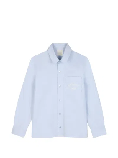 Givenchy Kids' Logo-embroidered Pocket Shirt In Blue