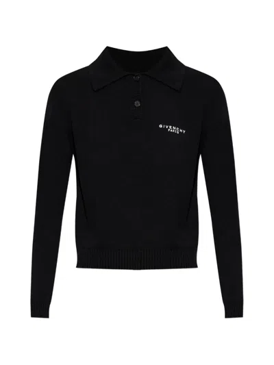 Givenchy Logo-embroidered Polo Top In Black