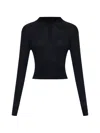 Givenchy Collared Half-button Long Sleeve Knit Top In Black