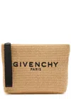 Givenchy Logo-embroidered Raffia Pouch In Brown