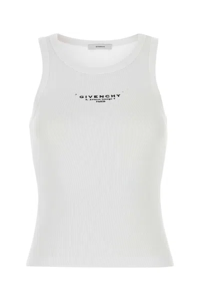 Givenchy Logo-embroidered Ribbed Cotton Tank Top In White