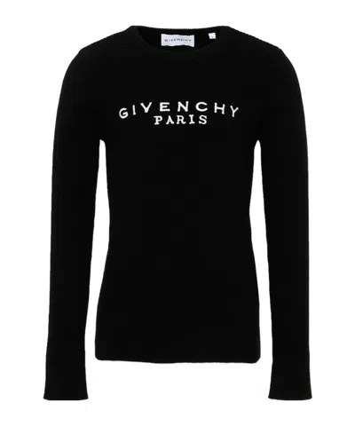 Givenchy Logo-embroidered Ribbed-knit Sweater In Black