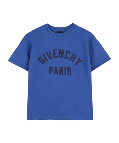 Givenchy Logo-embroidered T-shirt In Blue