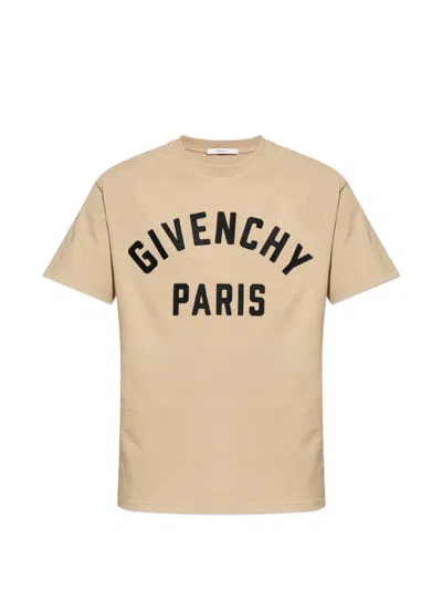 Givenchy Paris Embroidery Cotton T-shirt Clothing In Brown