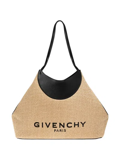 Givenchy Logo-embroidered Woven Tote Bag In Brown