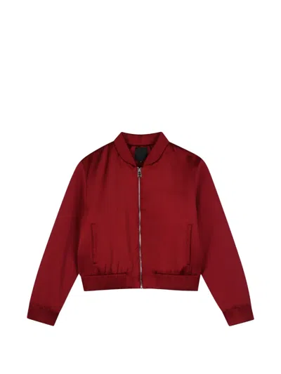 Givenchy Kids' Logo-embroidered Zip-up Bomber In Red