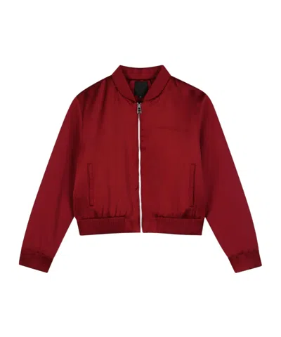 Givenchy Logo-embroidered Zip-up Bomber In Red