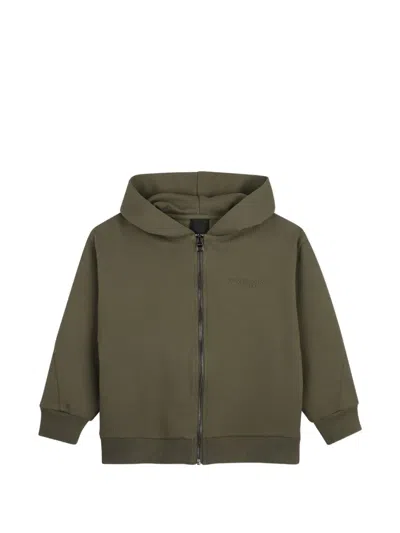 Givenchy Kids' Logo-embroidered Zip-up Hoodie In Green