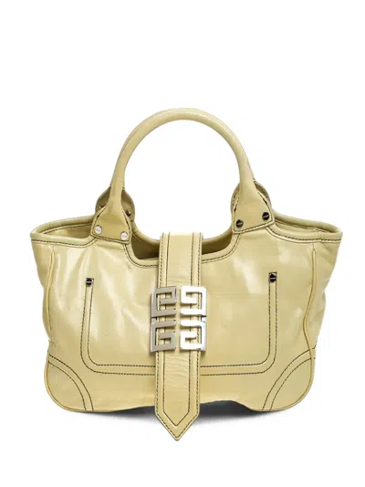 Pre-owned Givenchy Logo-flap Leather Tote Bag In Yellow