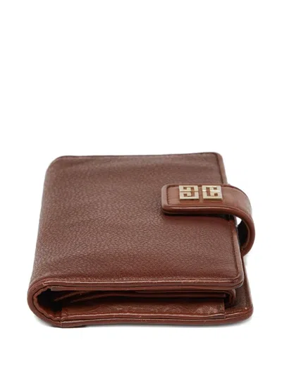 Pre-owned Givenchy Logo-flap Wallet In Brown