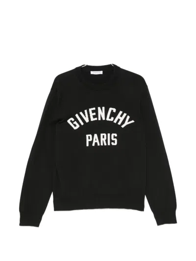 Givenchy Logo-intarsia Crew-neck Sweater In Black
