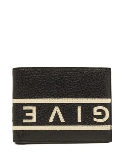 Pre-owned Givenchy Logo-patch Bifold Leather Wallet In Black