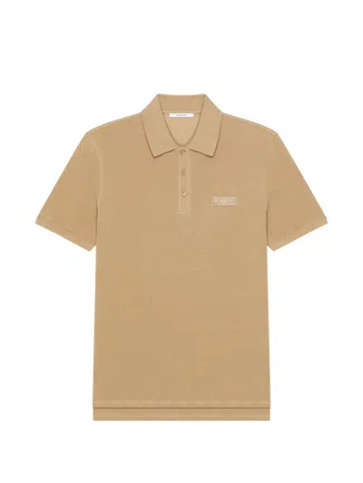 Givenchy Logo-patch Cotton Polo Shirt In Brown