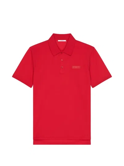 Givenchy Logo-patch Polo Shirt In Red