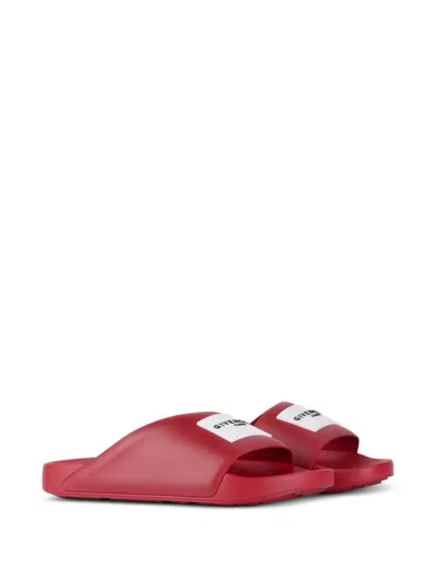 Givenchy Logo-patch Slides In Red