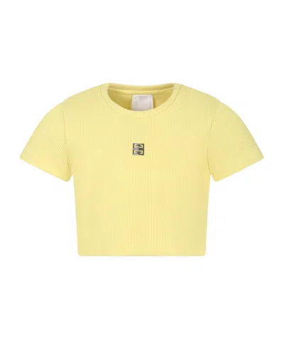 Givenchy Logo-plaque Rib Knit T-shirt In Yellow
