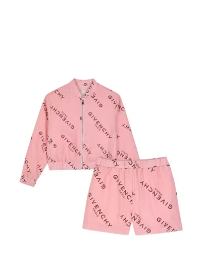 Givenchy Kids' Logo-print Bomber Jacket Shorts Set In White