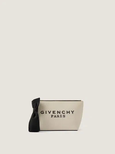 Givenchy Logo-print Canvas Clutch In Beige