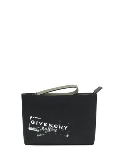 Givenchy Logo-print Cotton Pouch In Black