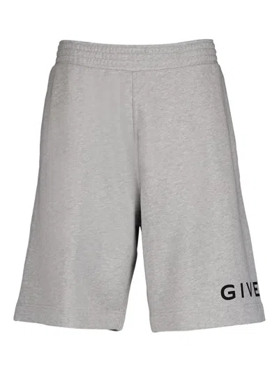 Givenchy Logo-print Cotton Shorts In Gray