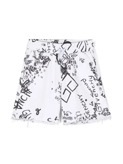 Givenchy Kids' Logo-print Cotton Track Shorts In White