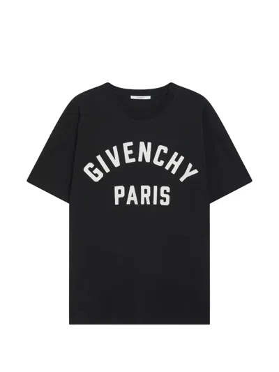 Givenchy T-shirt In Cotton With Paris Embroidery In Black
