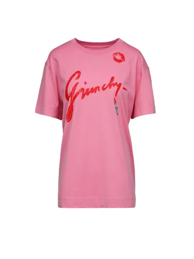 Givenchy Logo-print Cotton T-shirt In Pink