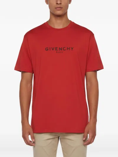 Pre-owned Givenchy Logo-print Crew-neck T-shirt In Red