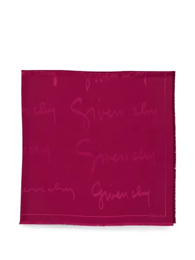 Givenchy Logo-print Frayed Scarf In Pink