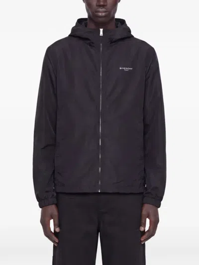 Givenchy Logo-print Hooded Windbreaker In Multi