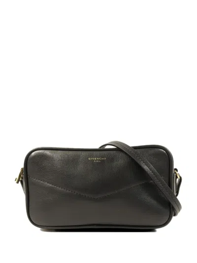 Pre-owned Givenchy Logo-print Leather Cross Body Bag In Black