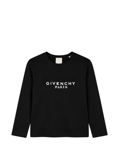 Givenchy Kids' Logo-print Long-sleeve T-shirt In Black