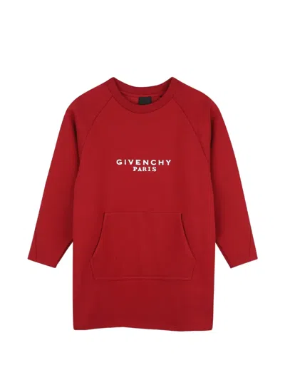 Givenchy Kids' Logo-print Pouch-pocket Dress In Red