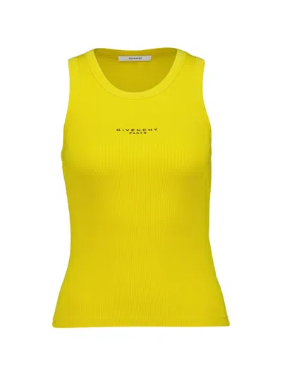 Givenchy Logo-print Ribbed Tank Top In Yellow