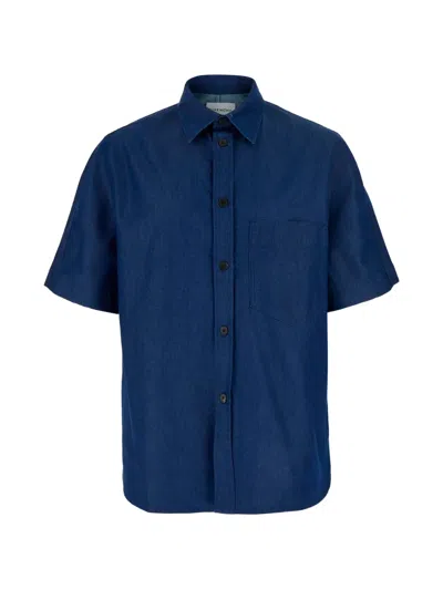 Givenchy Chambray Shirt Short Sleeves Chest Pocket In Blue
