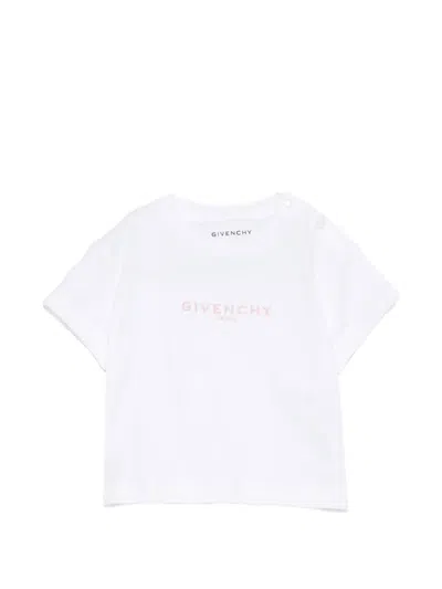 Givenchy Babies' Logo-print Shoulder-button T-shirt In White