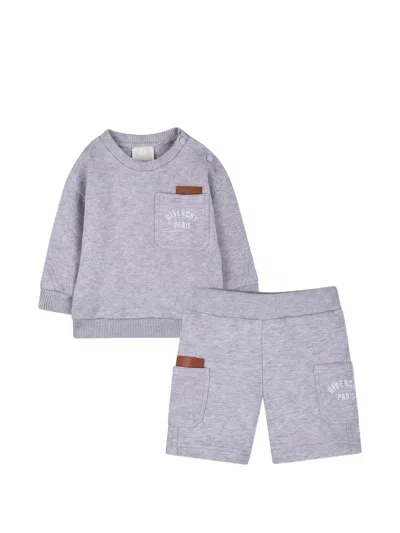 Givenchy Kids' Logo-print Sweatshirt And Shorts Set In Grey