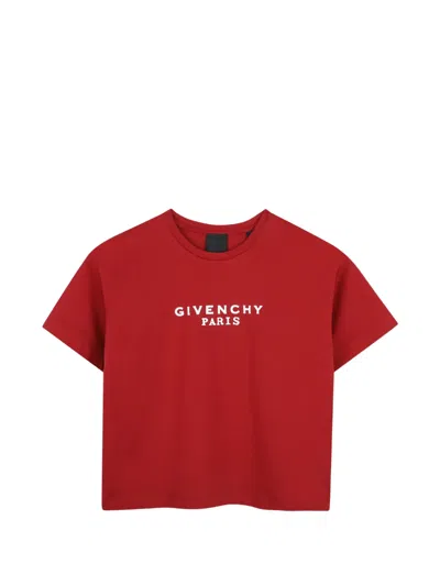 Givenchy Kids' Logo-print T-shirt In Burgundy