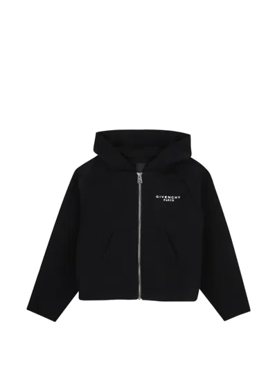 Givenchy Kids' Logo-print Zip-up Hoodie In Black