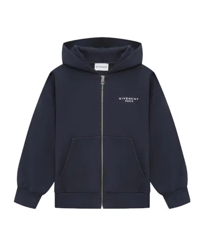 Givenchy Logo-print Zip-up Hoodie In Blue