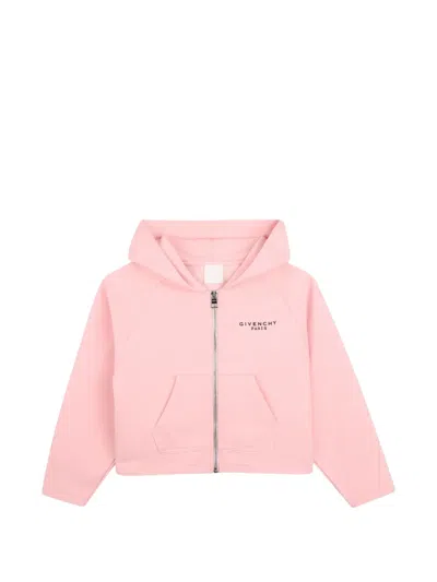 Givenchy Kids' Logo-print Zip-up Hoodie In Pink