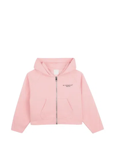 Givenchy Kids' Logo-print Zip-up Hoodie In Pink
