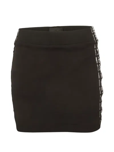 Pre-owned Givenchy Logo-stripe Knit Mini Skirt In Black